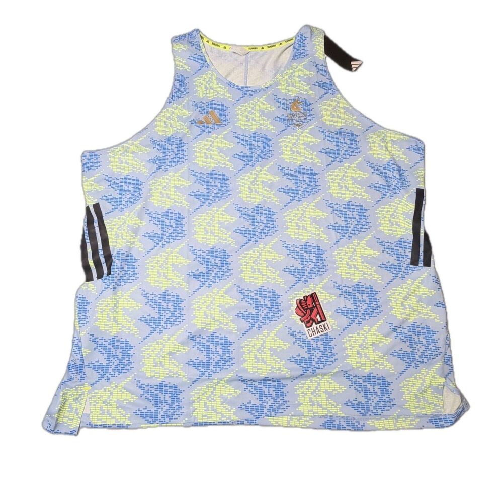Adidas Boston Marathon 2026 Running Tank Top Jersey Blue Mens Med KE8465 NEW